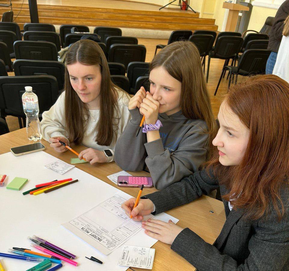 Учасниці обговорюють командне завдання RealSkills